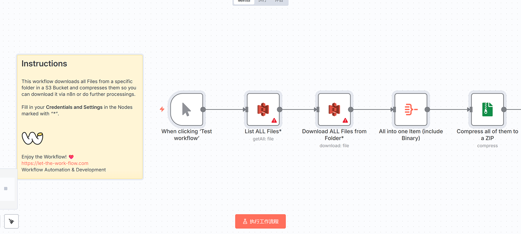 AWS S3文件夹批量文件下载与压缩工作流 - n8n自动化解决方案