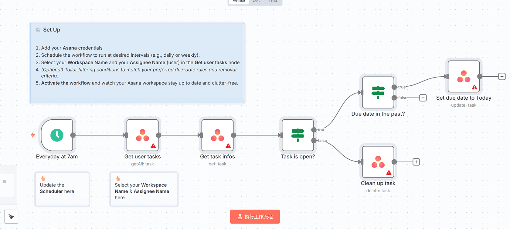 自动化Asana任务管理 - 重新安排逾期任务和清理已完成任务