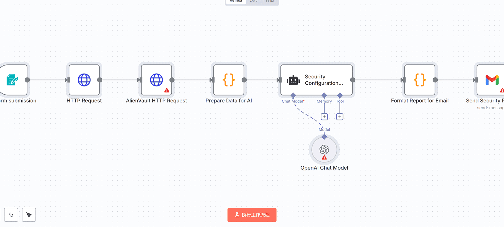 n8n自动化网站安全审计工作流 - HTTP Request + OpenAI + AlienVault集成