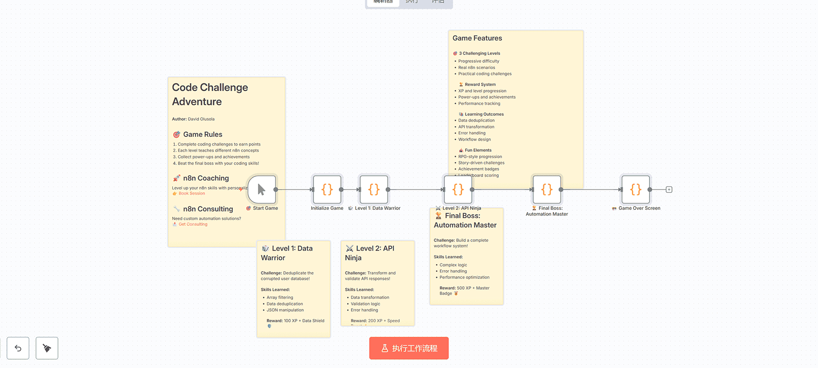 JavaScript 交互式代码教程 - n8n 游戏化学习体验 | n8n工作流