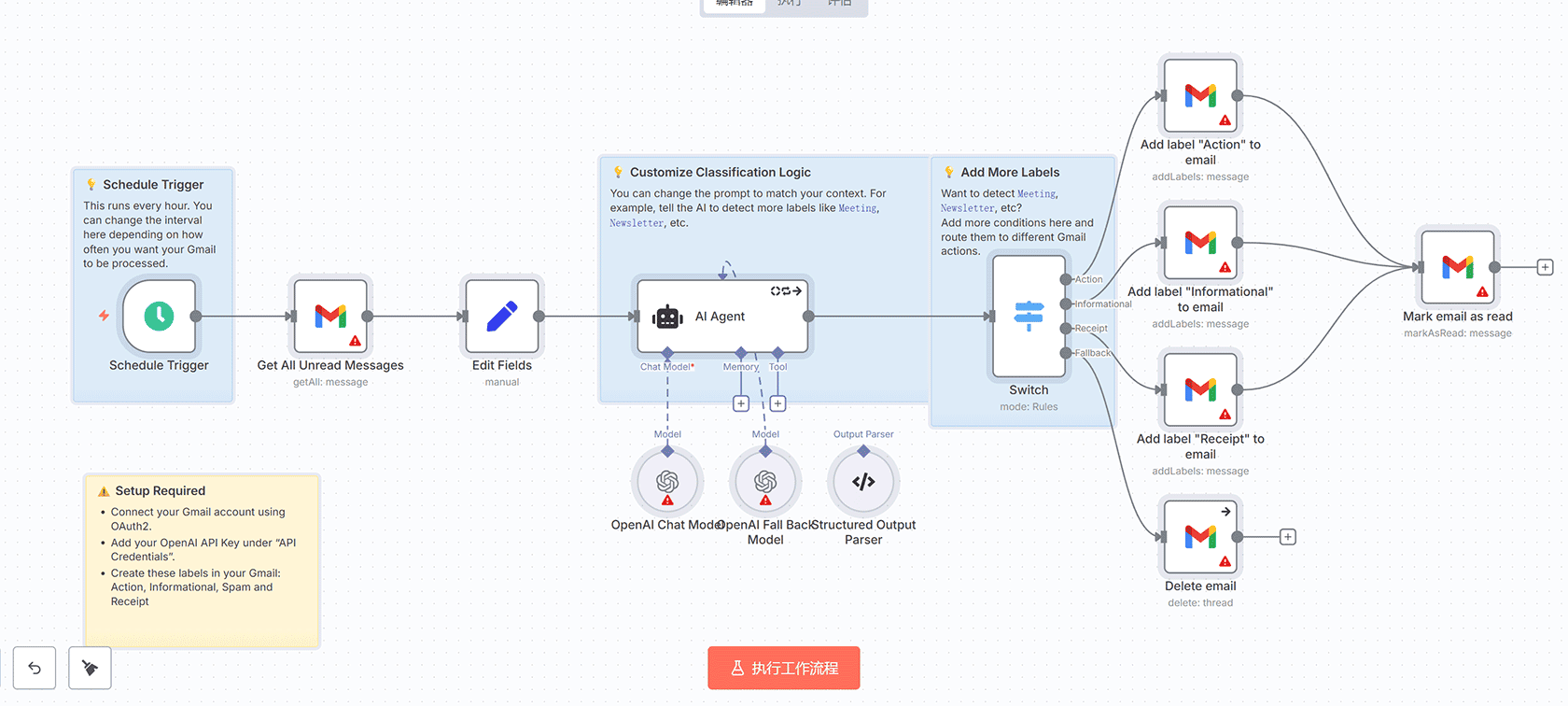 构建你的第一个AI智能代理 - n8n工作流教程 | Chat Trigger + AI Agent