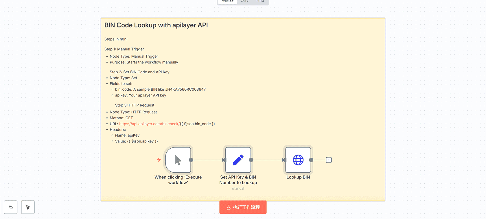 使用apilayer API进行BIN码查询 - n8n工作流实现卡片信息验证
