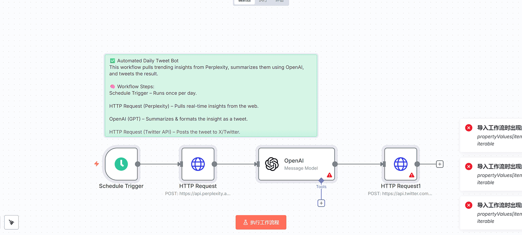 自动化每日推文机器人工作流 - n8n工作流实现智能内容生成与发布