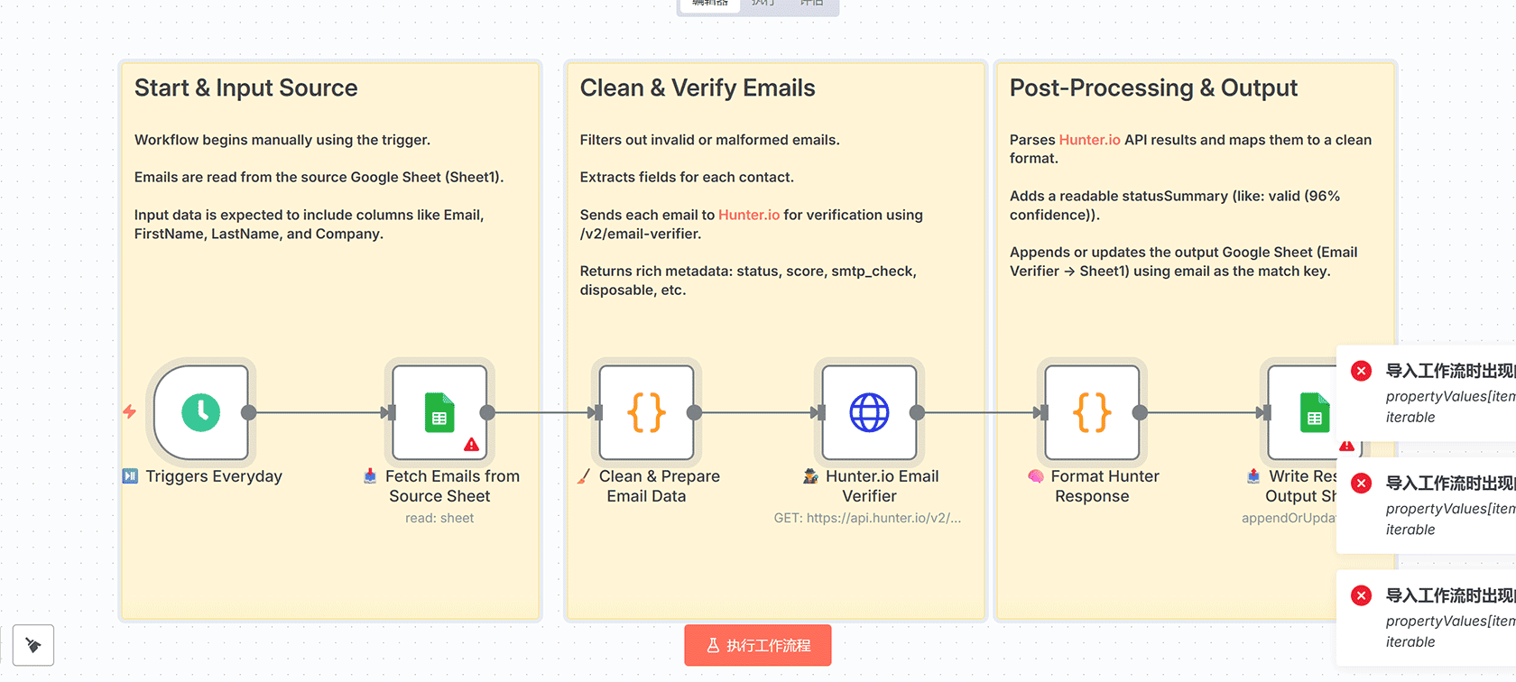 06 - 潜在客户邮箱验证工作流 | n8n工作流 | Hunter.io邮箱验证