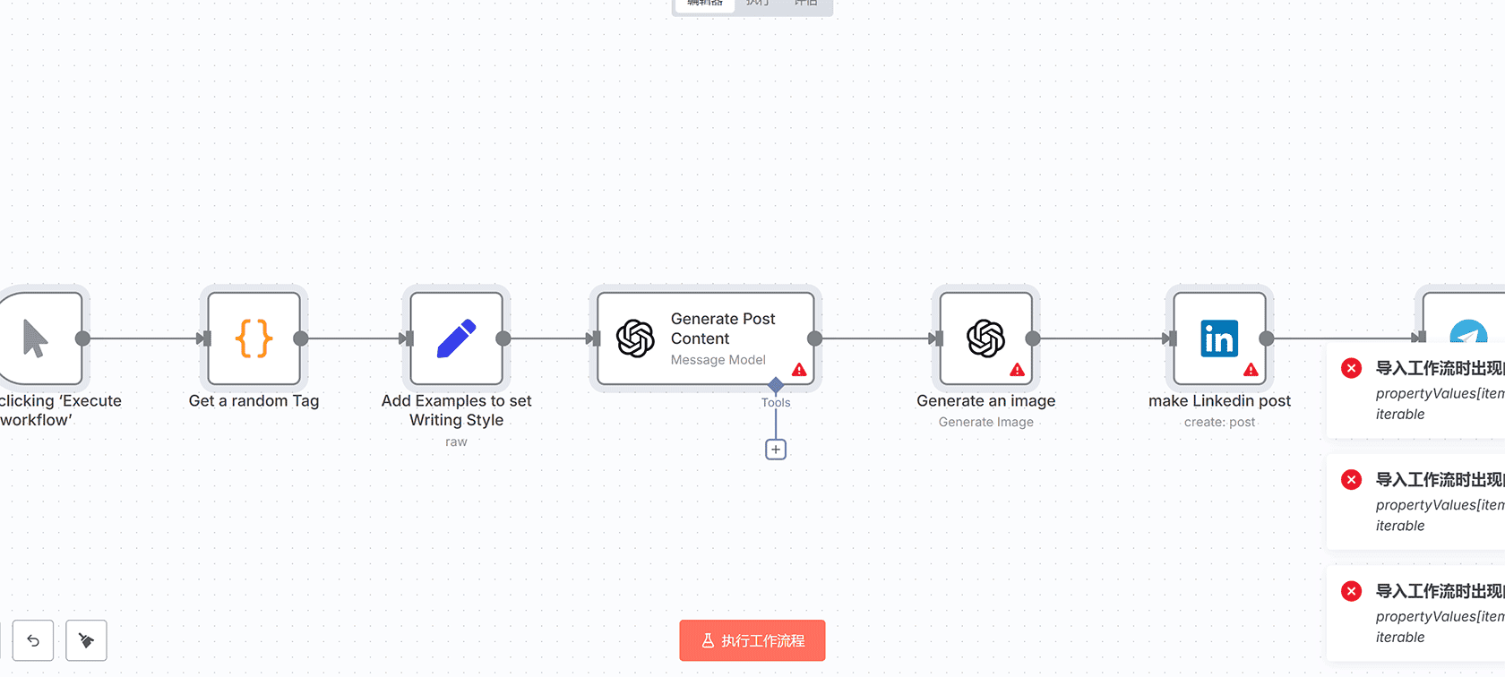 使用GPT-4o和Telegram自动化生成LinkedIn品牌帖子的n8n工作流 | AI内容生成