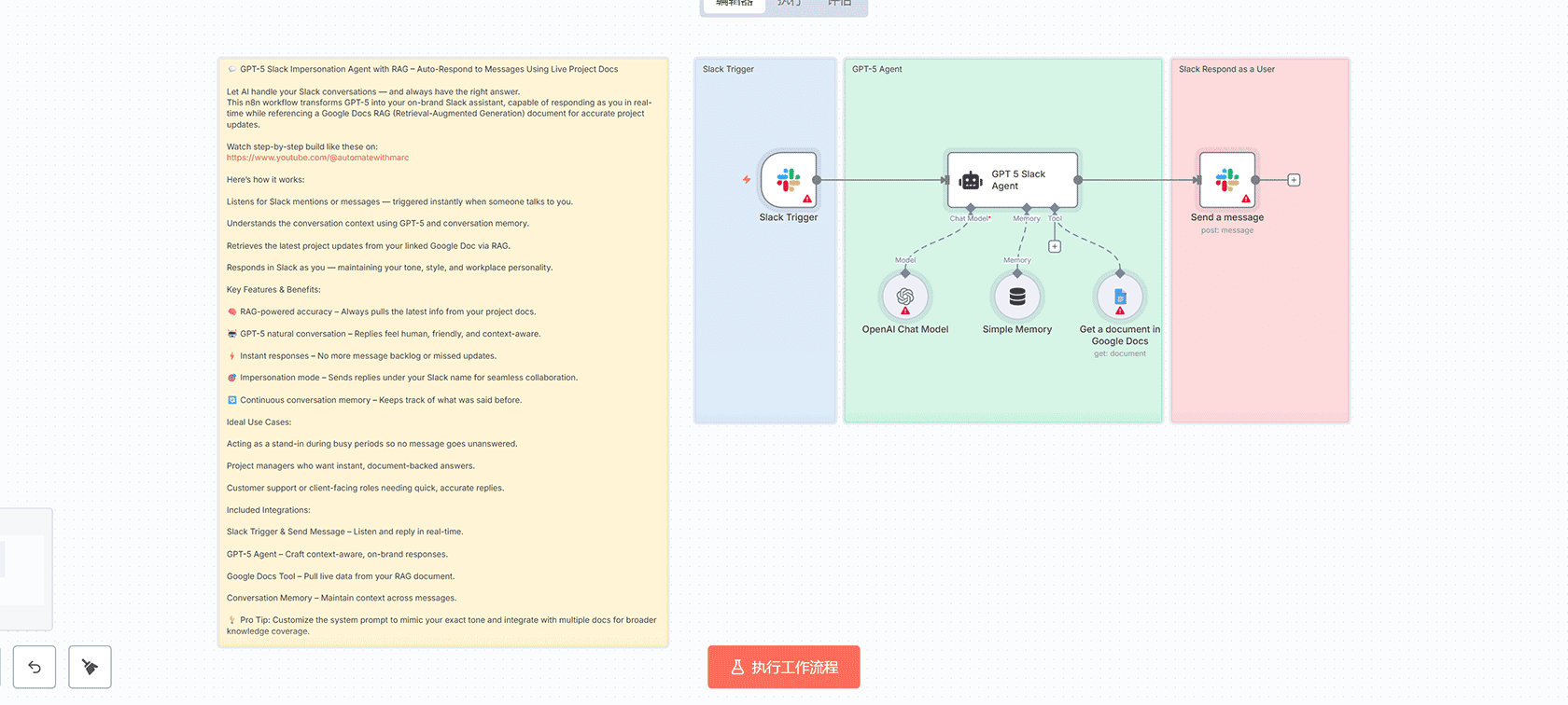GPT-5 Slack模拟代理与RAG工作流 - n8n自动化智能回复系统