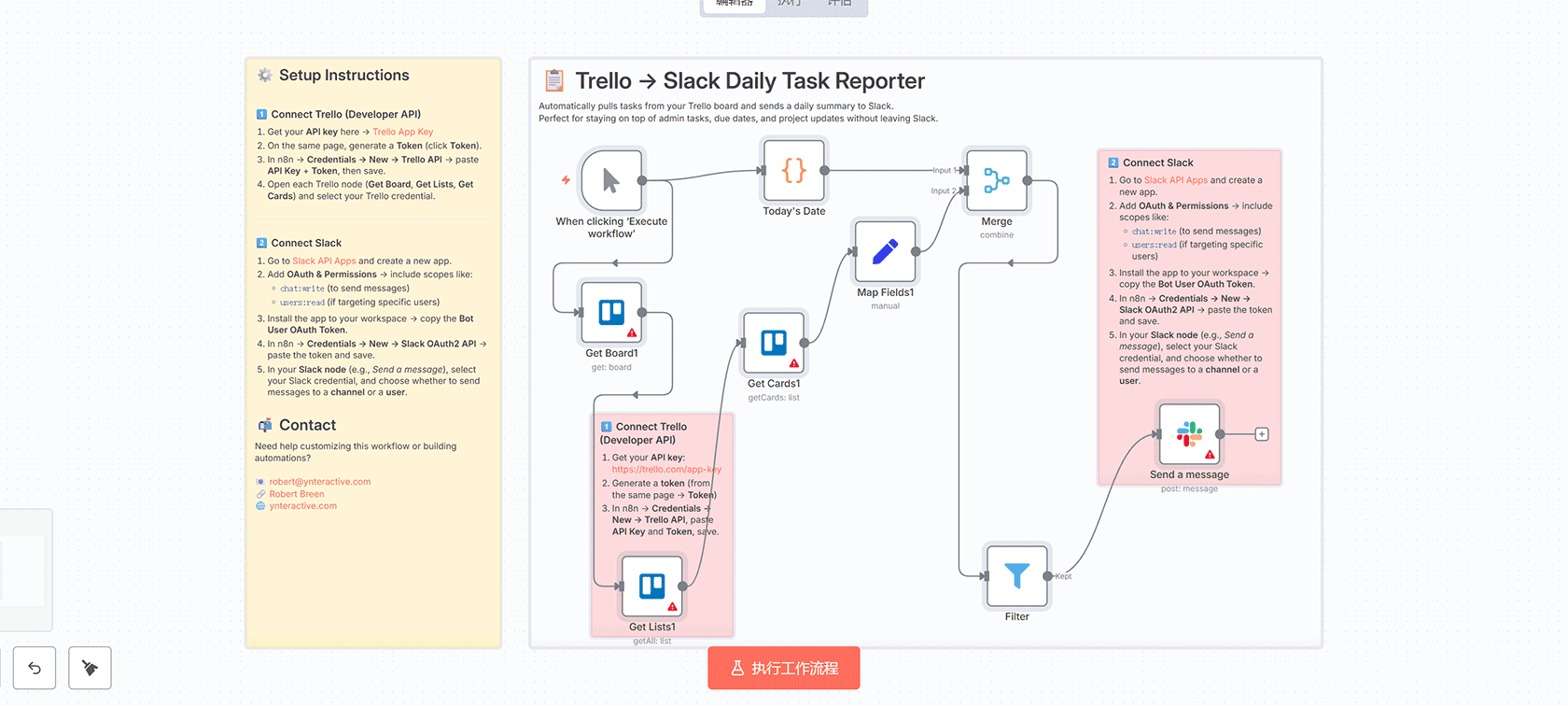 Trello到Slack每日任务报告器n8n工作流 - 自动化任务提醒